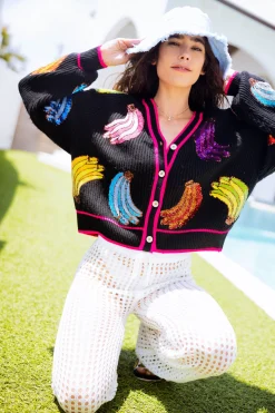 Black Multi Banana Cardigan