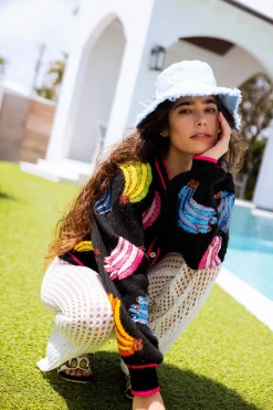 Black Multi Banana Cardigan