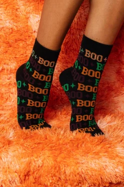 Black Multi 'Boo' Rhinestone Socks