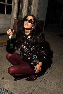 Black Multi Champagne Bottle And Coupe Skort