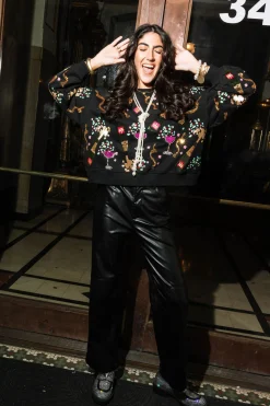 Black Multi Champagne Bottle And Coupe Regular Fit Sweatshirt