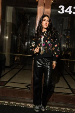 Black Multi Champagne Bottle And Coupe Regular Fit Sweatshirt