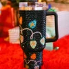 Black Multi Christmas Light Rhinestone Tumbler