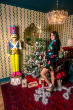 Black Multi Christmas Light Skirt