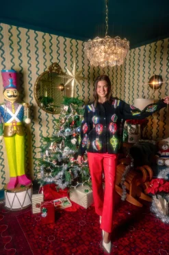 Black Multi Color Ornaments Shacket