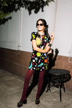 Black Multi Galaxy Velvet Cocktail Dress