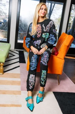 Black Multi Outlined Tiger All Over Jogger