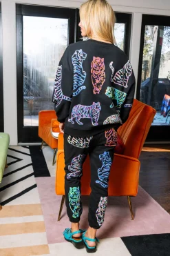 Black Multi Outlined Tiger All Over Jogger