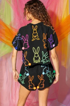 Black Multi Scattered Bunny Short
