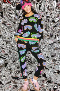 Black Multi Ski Goggle Sport Stripe Jogger