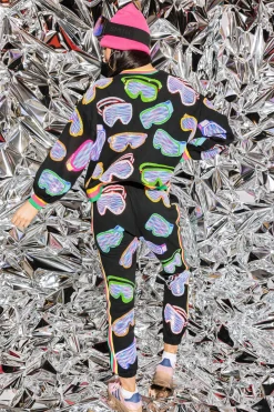 Black Multi Ski Goggle Sport Stripe Sweatshirt