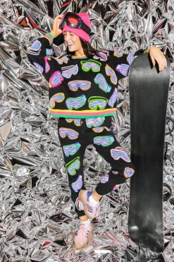 Black Multi Ski Goggle Sport Stripe Jogger