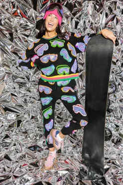 Black Multi Ski Goggle Sport Stripe Jogger