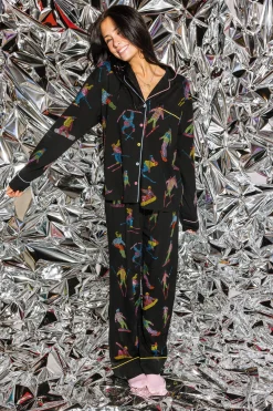 Black Multi Skier Pajama Pants