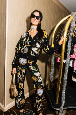 Black NYE Things Button Up Cardigan