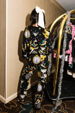 Black NYE Things Knit Pants