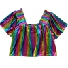 Black Rainbow Flutter Top