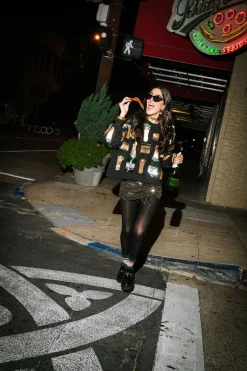 Black Scattered Champagne Bottle Sweatshirt