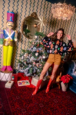 Black Scattered Christmas Icon Sweater