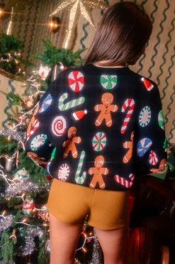 Black Scattered Christmas Icon Sweater