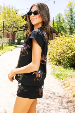 Black Scattered Horse & Jockey Short