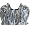 Black Silver Ruffle Top