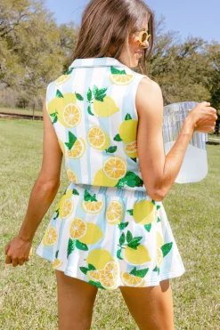 Blue & White Stripe Lemon Skort