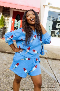 Blue Bomb Pop Collar Sweatshirt