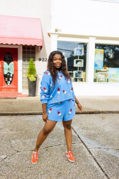 Blue Bomb Pop Collar Sweatshirt