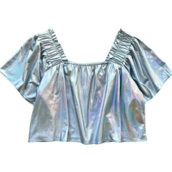 Blue Holographic Flutter Top