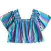 Blue Rainbow Flutter Top