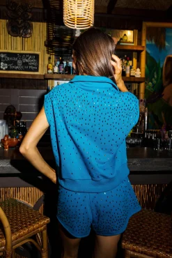 Blue Scattered Rectangle Collar Tank