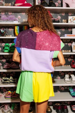 Bright Colorblock Rhinestone Pocket Short