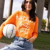 Bright Orange 'Nothin But Net' Glitter Script Sweater