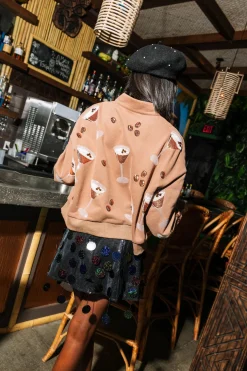 Brown Scattered Espresso Martini Henley Sweatshirt