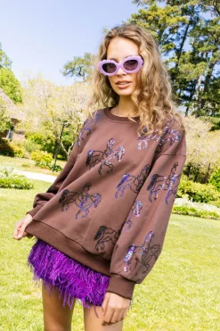 Brown Scattered Horse Rider Sweatshirt