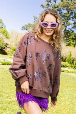 Brown Scattered Horse Rider Sweatshirt