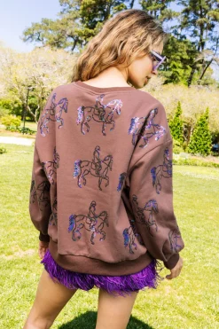 Brown Scattered Horse Rider Sweatshirt