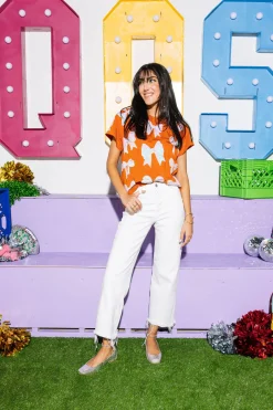Burnt Orange & White Bow Tee
