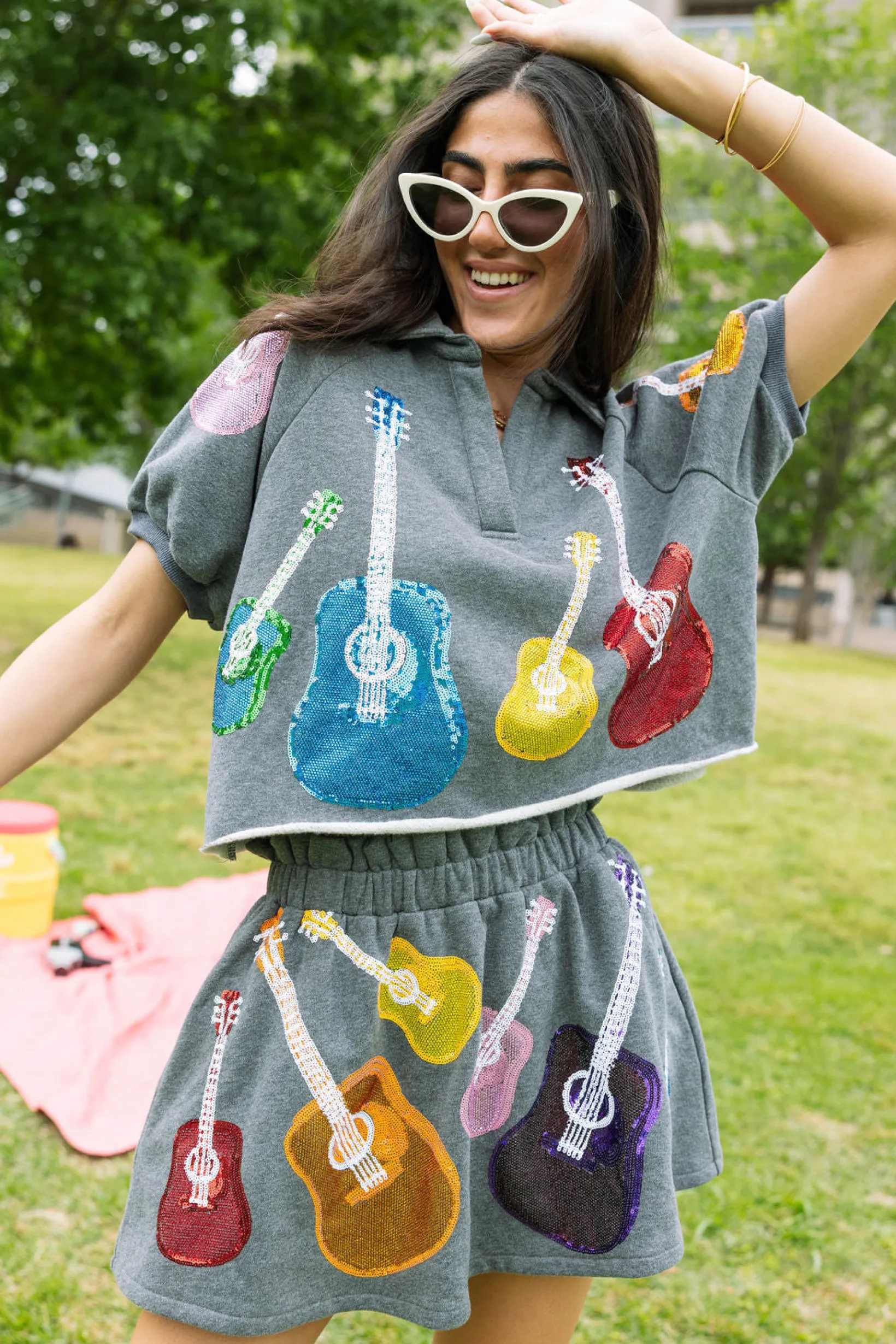 Charcoal & Rainbow Guitar Skort
