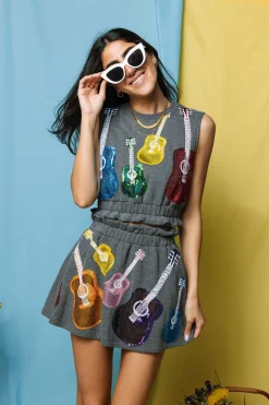 Charcoal & Rainbow Guitar Skort