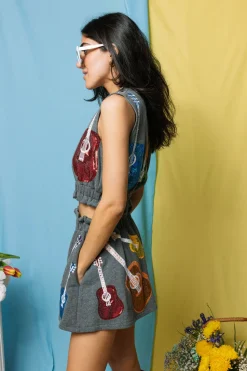 Charcoal & Rainbow Guitar Skort