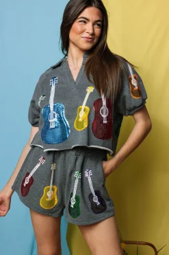 Charcoal & Rainbow Guitar Short