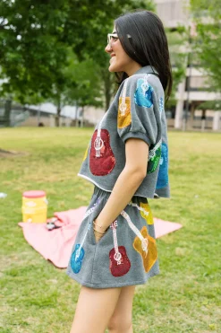 Charcoal & Rainbow Guitar Skort