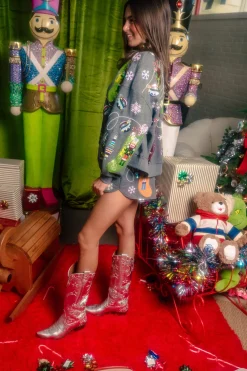 Charcoal Multi Hanging Christmas Stocking Sweatshirt