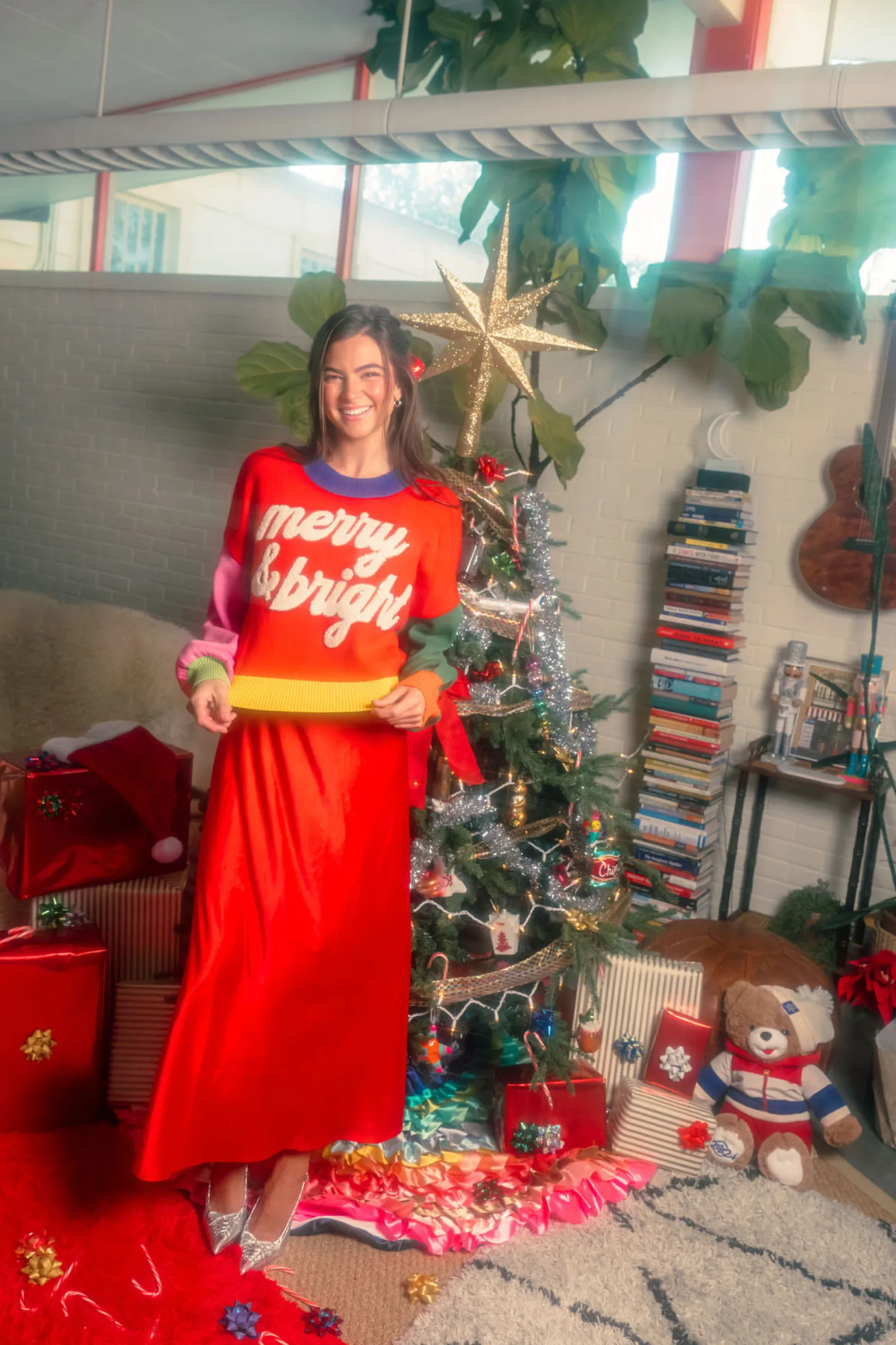 Colorblock Fuzzy 'Merry & Bright' Sweater