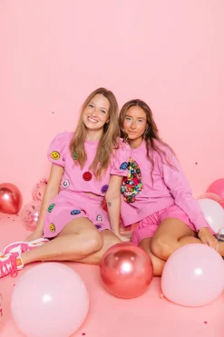 3D Pink Smiley Poof Top