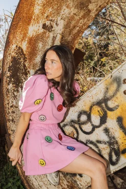 3D Pink Smiley Skort