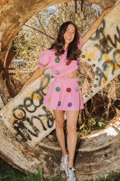 3D Pink Smiley Skort