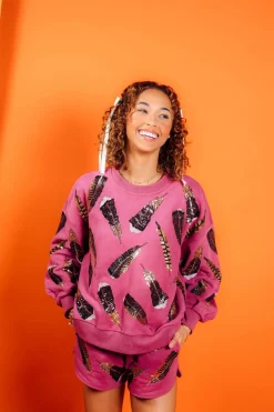 Dark Berry Turkey Feather Sweatshirt